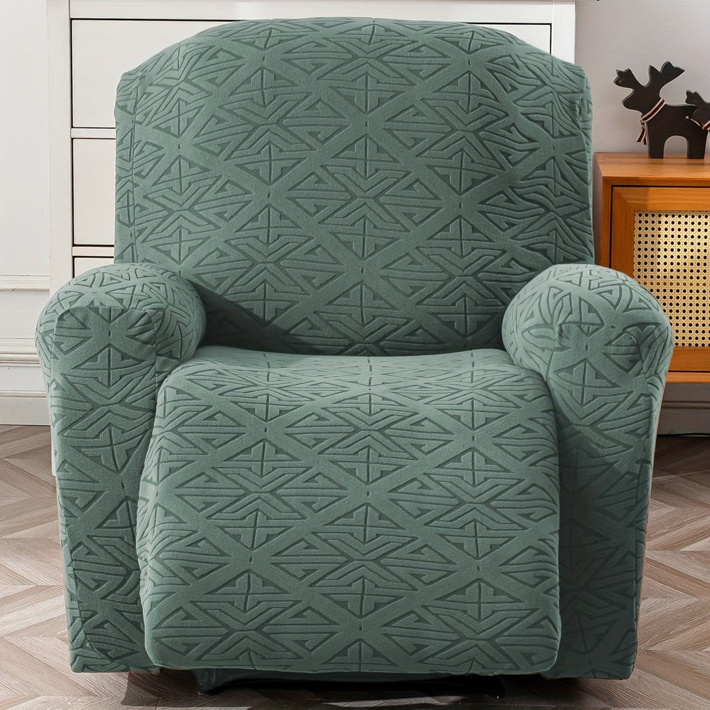 Stretch Recliner Chair Cover 4-Piece Slipcover Non-Slip Elastic Recliner Protector Polar Fleece Jacquard Fabric Pet Scratch Proof Easy Install for Lazy Boy Recliner