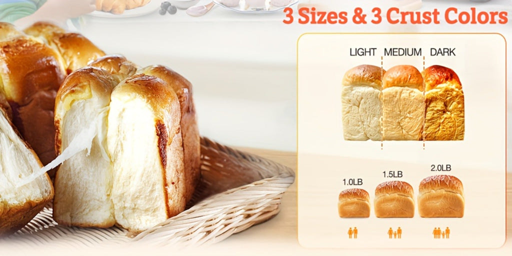 Bread Machine 2LB 12-in-1 Bread Maker with Gluten-Free Setting, Nonstick Pan, 2 Loaf Sizes, 13H Delay Timer & 1H Keep Warm ¨C Automatic Home Bread Maker for Fresh Homemade Bread Every Day