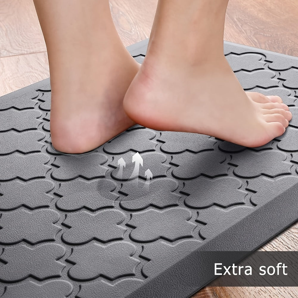 Anti-Fatigue Kitchen Floor Mat ¨C Cushioned PVC Foam Non-Slip Ergonomic Standing Mat for Kitchen, Office, Sink & Laundry, 2 Sizes ¨C Gray & Black
