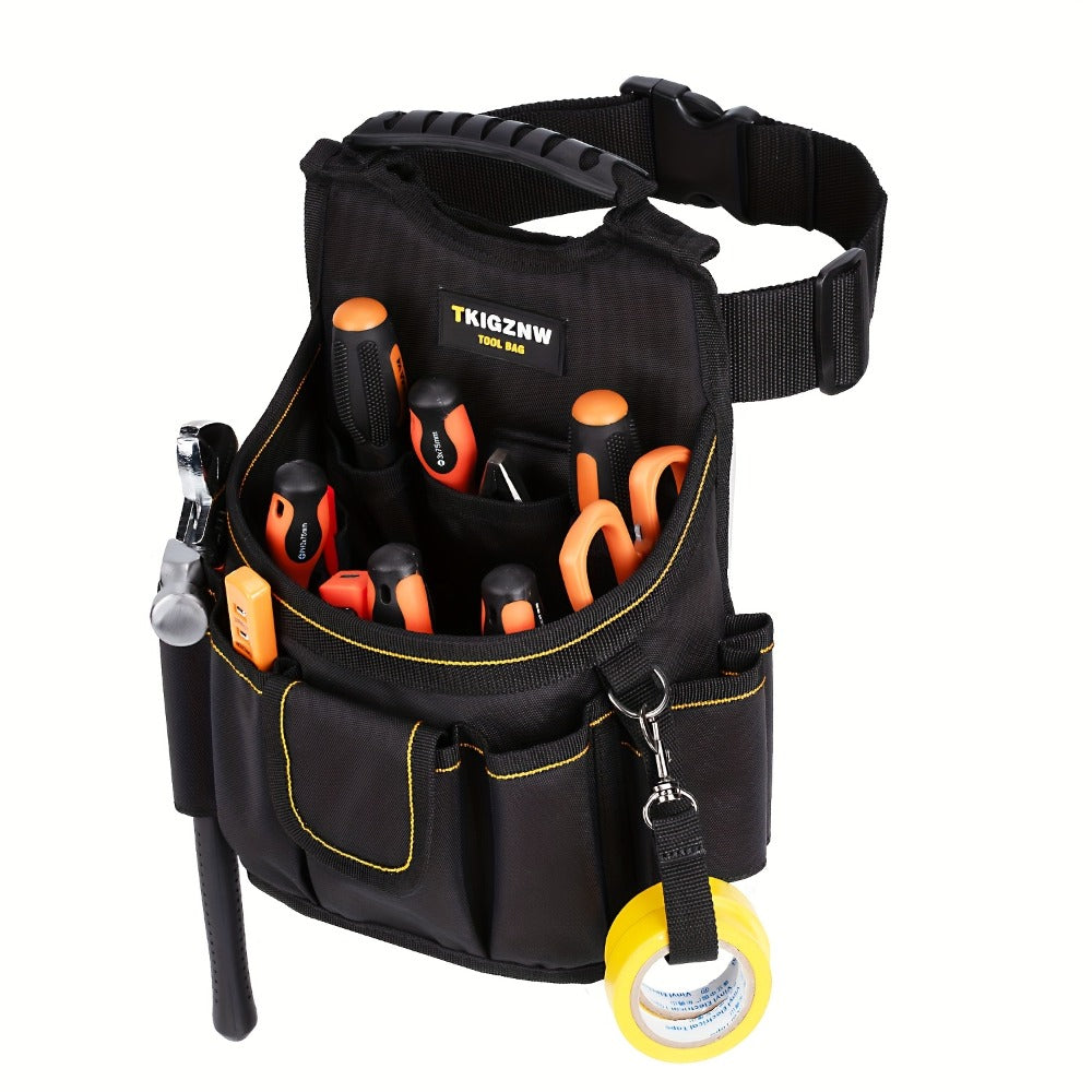 Tool Belt Bag Heavy Duty - 18-Pocket Large Capacity Tool Organizer Pouch with Wide Mouth Opening, Heavy-Duty Polyester for Construction, Plumbing, Electricians, DIY Projects & Professional Home Use