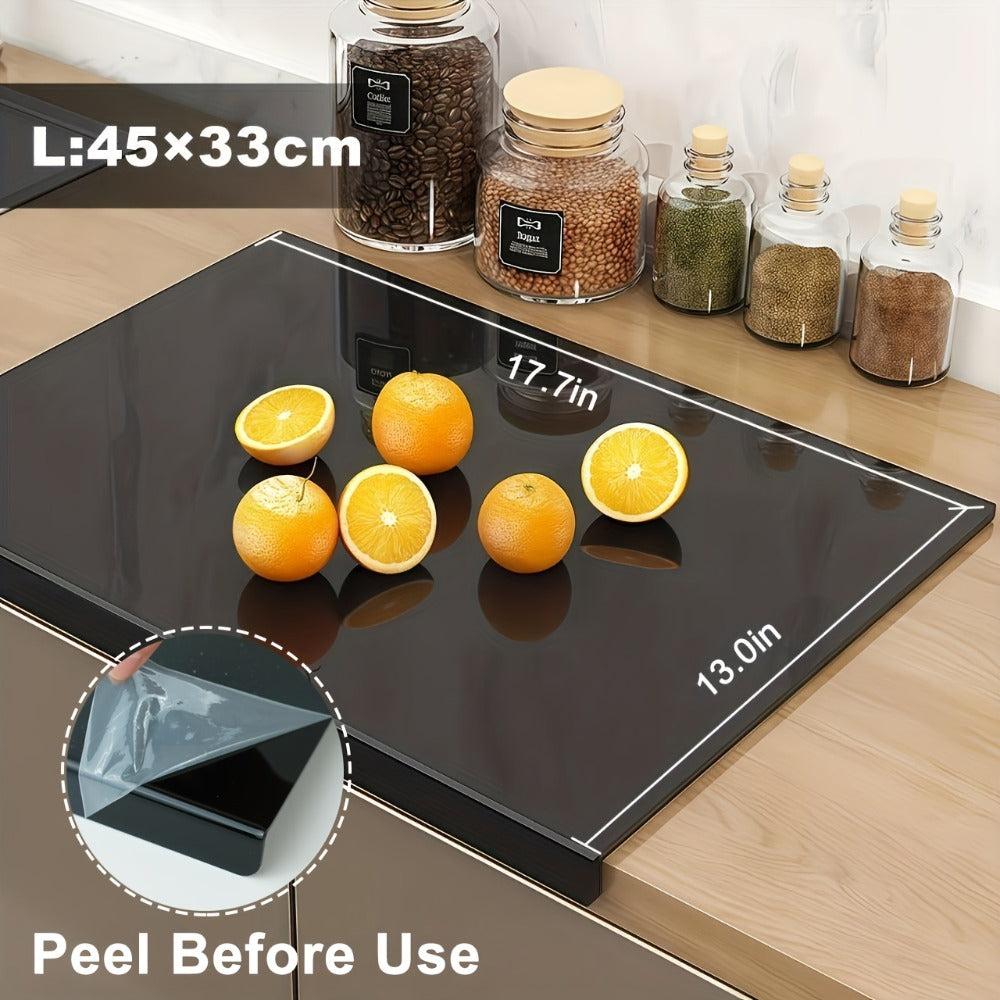 Acrylic Cutting Board with Counter Lip - BPA-Free Food-Safe Clear & Black Kitchen Chopping Board 60% Thicker Non-Slip Countertop Protector for Home and Professional Use