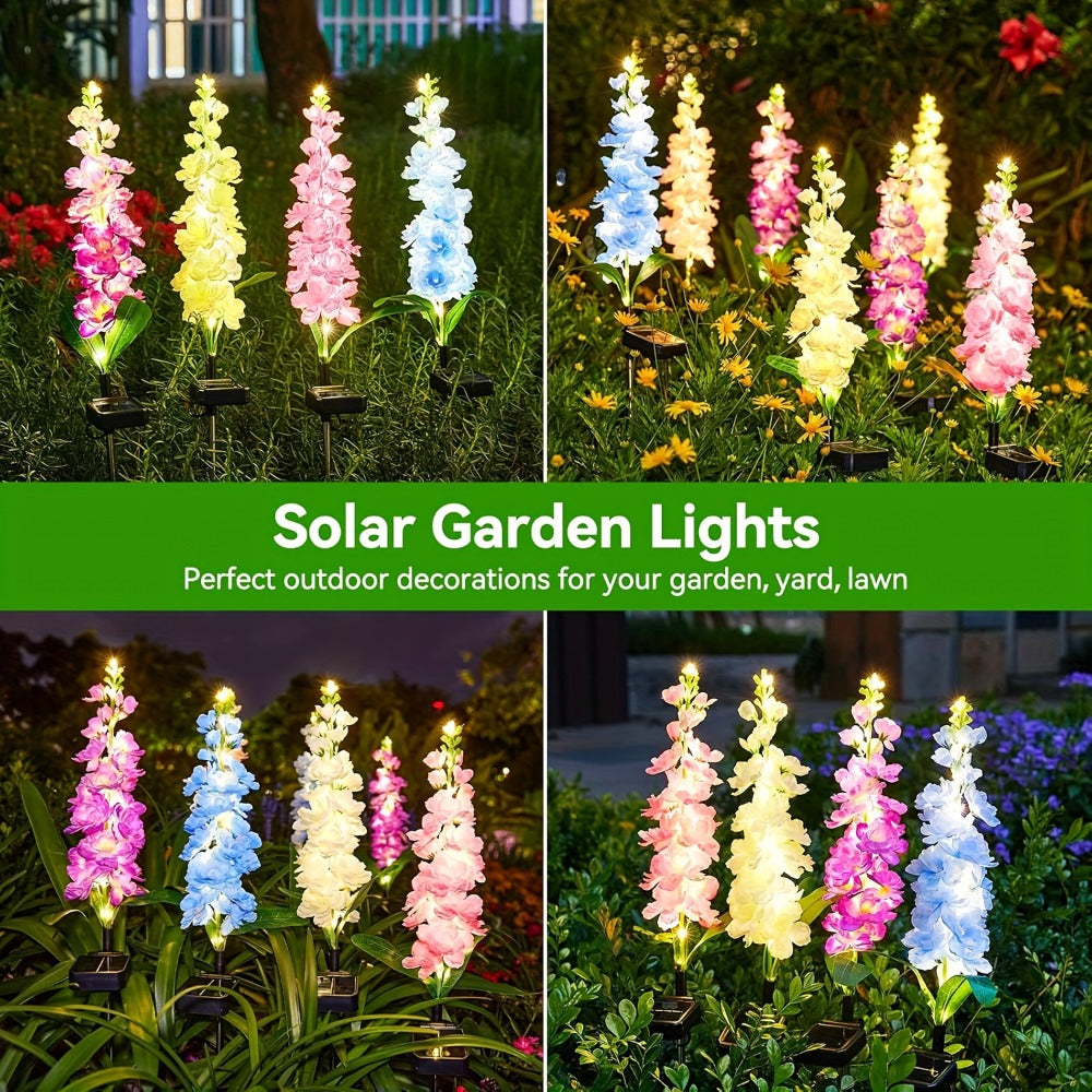 Solar Garden Lights Outdoor - 2 Pack 27 Inch Delphinium Flower Stake Lights with 36 LEDs & 600mAh Battery | Waterproof Solar Yard Lights for Patio, Lawn & Garden Decor | Mother's Day Gift