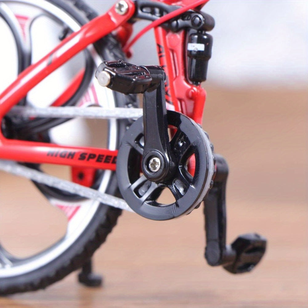 Diecast Mountain Bike Model 1:8 Scale Alloy Foldable Miniature Bicycle Figurine for Home Office Desk Decor, Collector Gift, Christmas Birthday Present, 3 Colors Available