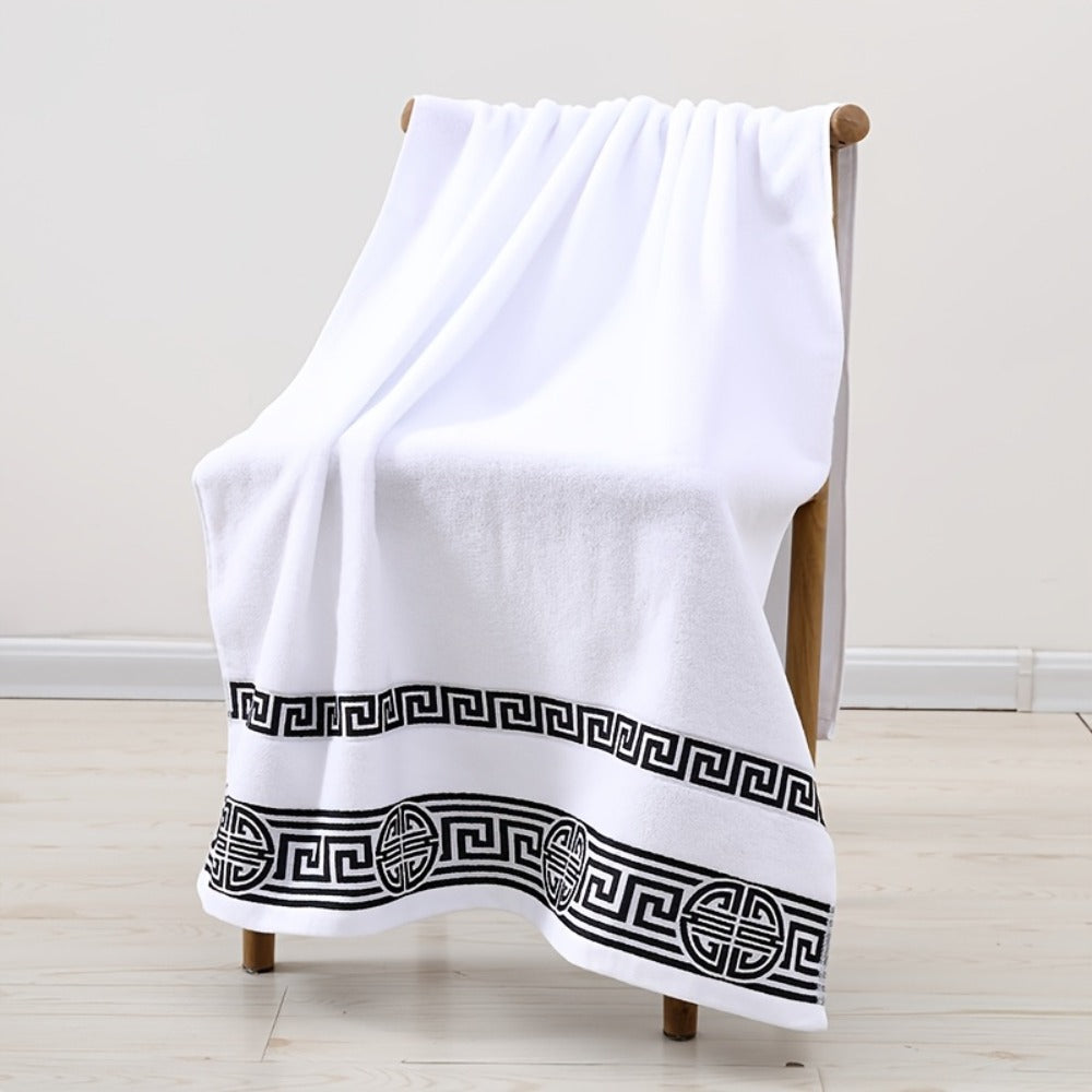 5-Piece 100% Cotton Towel Set ¨C 1 Bath Towel, 2 Hand Towels & 2 Washcloths | Ultra-Soft, Highly Absorbent, Exquisite Pattern Design for Home Bathroom