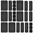 Drawer Organizer Set 24 Pieces Plastic Drawer Dividers Storage Bins for Makeup Bathroom Desk Dresser Kitchen Junk Drawer, Customizable Compartment Organizer Trays for Home Office, Black Pink