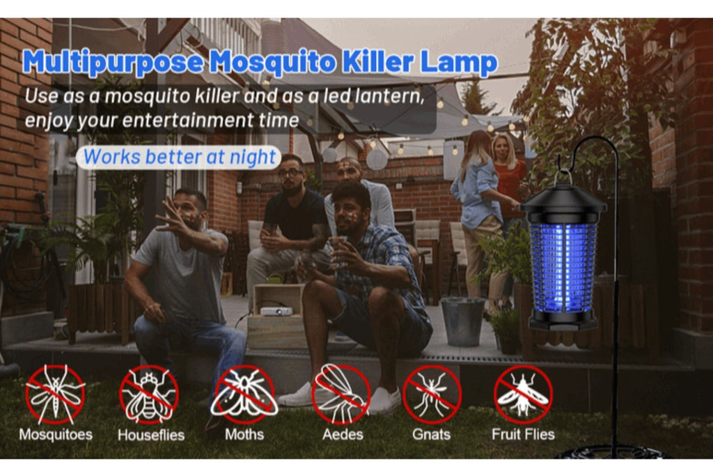 Bug Zapper Electric Indoor Outdoor ¨C 4000V High Voltage UV 365nm 18W Mosquito Killer Fly Zapper with 6ft Cord, ABS Fireproof Safety Housing, Removable Tray & Cleaning Brush for Backyard Patio Garden Camping ¨C Black
