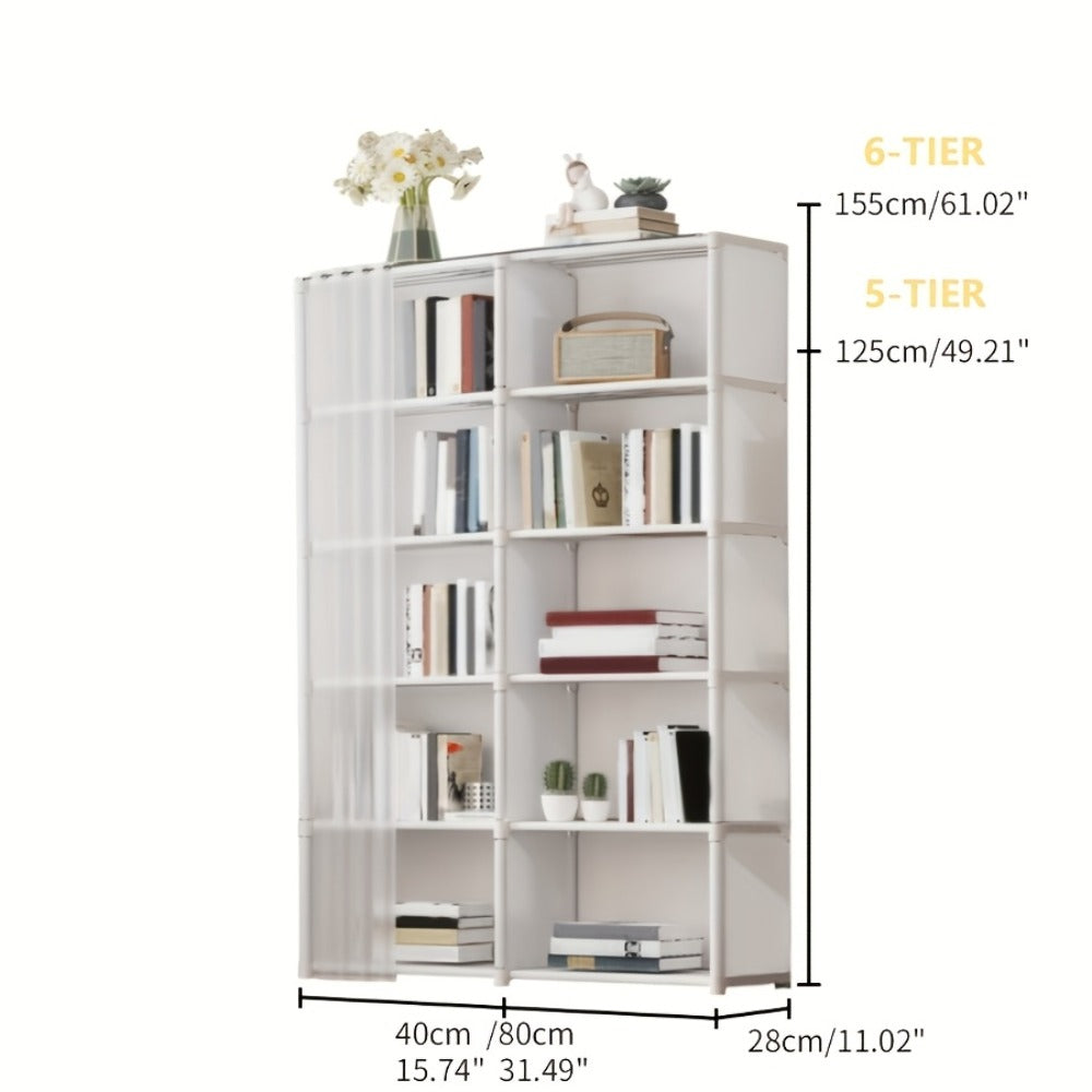 6-Tier Storage Rack Shelving Unit 15.75 Inch | Multi-Purpose Dust-Proof Organizer for Closet, Bedroom, Office & Dorm - Easy Assembly Clothing Bookshelf Utility Rack, Single & Double Row, Black & White
