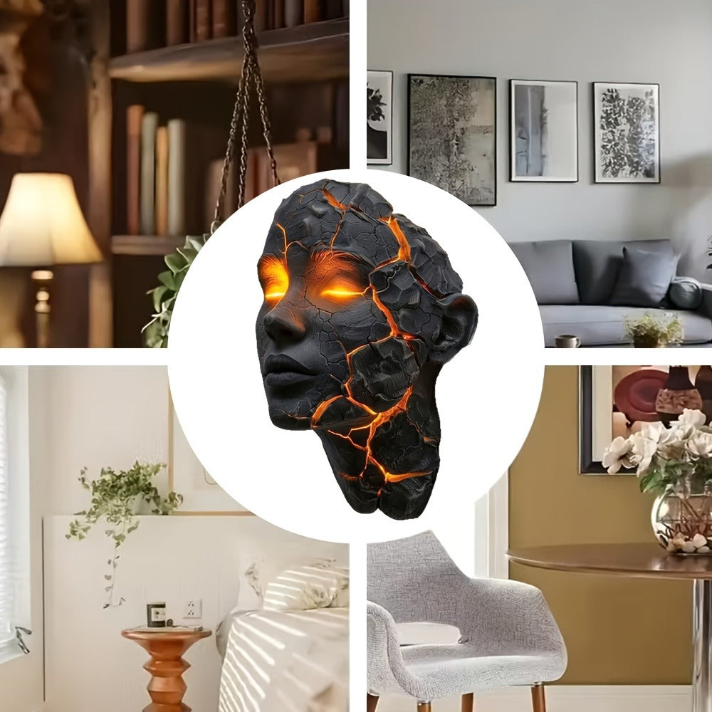 3D Wall Lamp Shattered LED Night Light Broken Face Moving Effect ¨C Gothic Plug-In Wall Decor Light for Bedroom, Living Room, Bar, Cafe & Game Room, Unique Home Lighting Gift