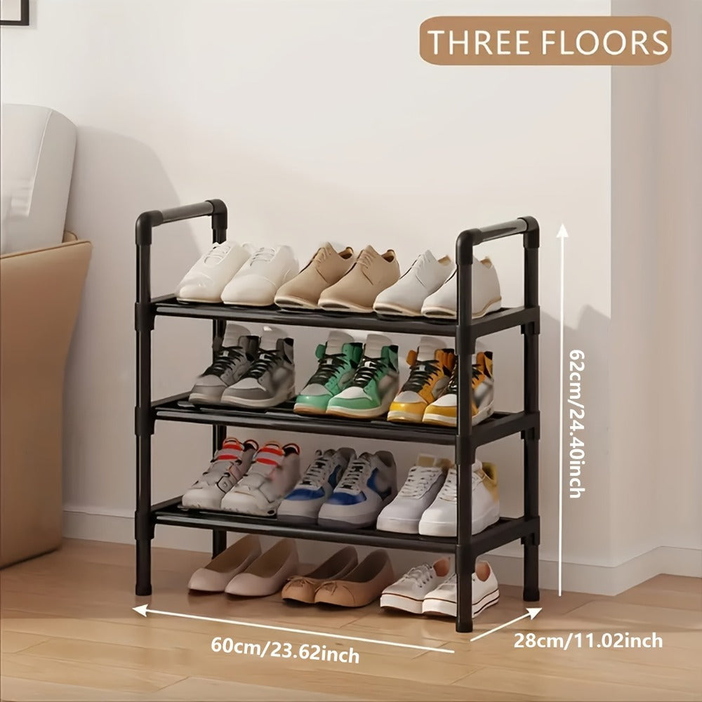 Shoe Rack Multi-Layer Space Saving - 3 to 8 Tier Shoe Storage Stand Organizer for Entryway Bedroom Closet Corridor, Stackable Shoe Shelf for Doorway, Black 23.62 Inch Wide