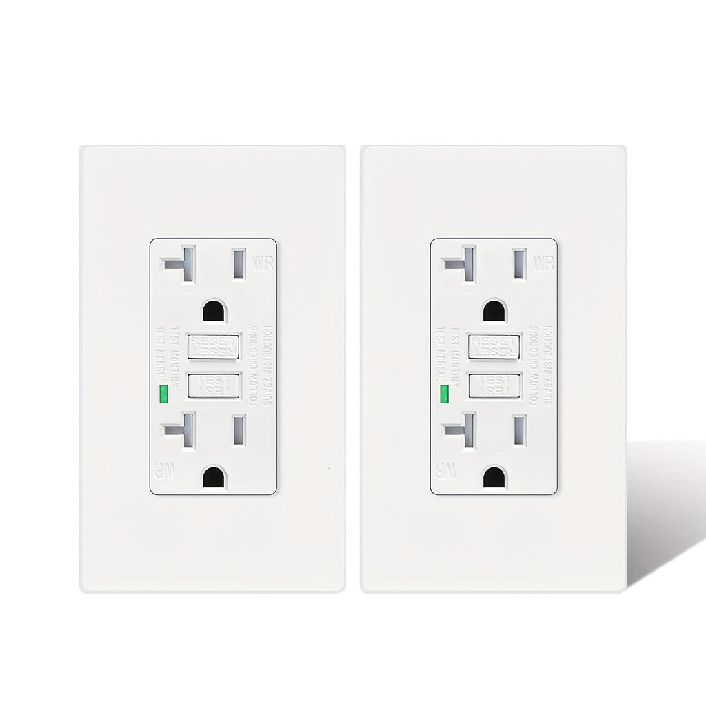 GFCI Outlet 20 Amp Tamper Resistant WR Weather Resistant with Wall Plate ETL Listed LED Indicator Test Reset Button Ground Fault Circuit Interrupter for Bathroom Kitchen Garage 2 4 6 10 20 Pack Black White