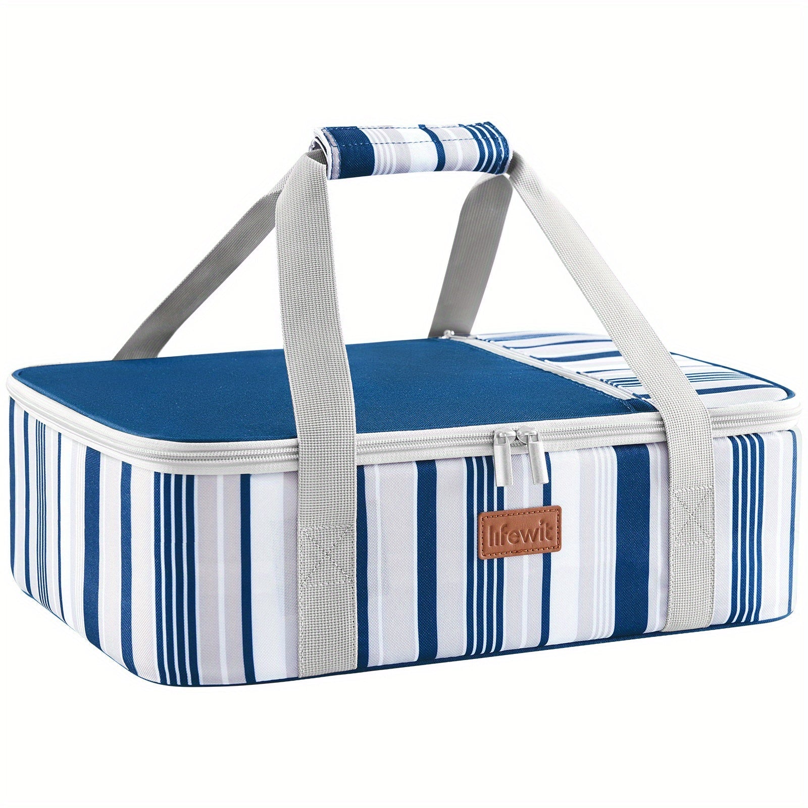 Insulated Casserole Carrier for Hot or Cold Food - Casserole Dish Carrying Case with Leak Proof Aluminum Foil Lining Fits 9x13 Baking Dish, Portable Food Warmer Bag for Potluck Picnic Cookout and Party, Single or Double Decker in 5 Colors
