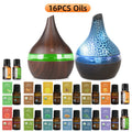 2-Pack Cool Mist Humidifier & Aromatherapy Essential Oil Diffuser ¨C Includes 16 Essential Oils & 7-Color Lights, 10.14oz Home Diffuser Set for Bedroom, Living Room & Office, Black