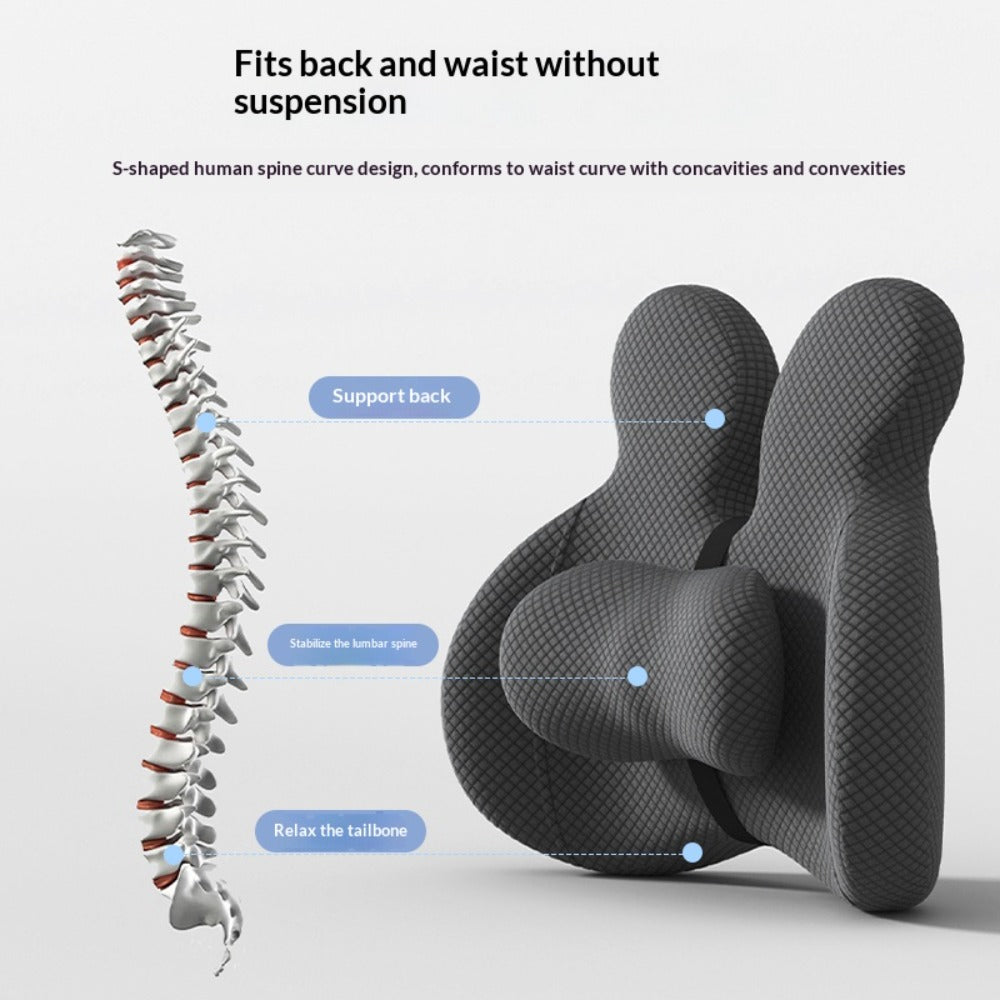 Lumbar Support Cushion & Seat Cushion Set ¨C Ergonomic Office Chair Pillow for Lower Back Pain Relief, Breathable Memory Foam Waist & Hip Support for Home, Car & Desk Chair