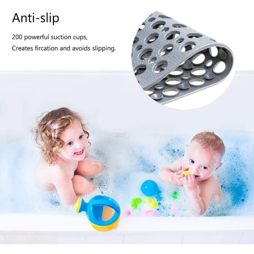Non-Slip Bath Mat for Bathtub Shower with Suction Cups Extra Soft TPE Bathtub Mat Machine Washable Fast Draining Large 30x17 Inch Bathroom Mat for Tub