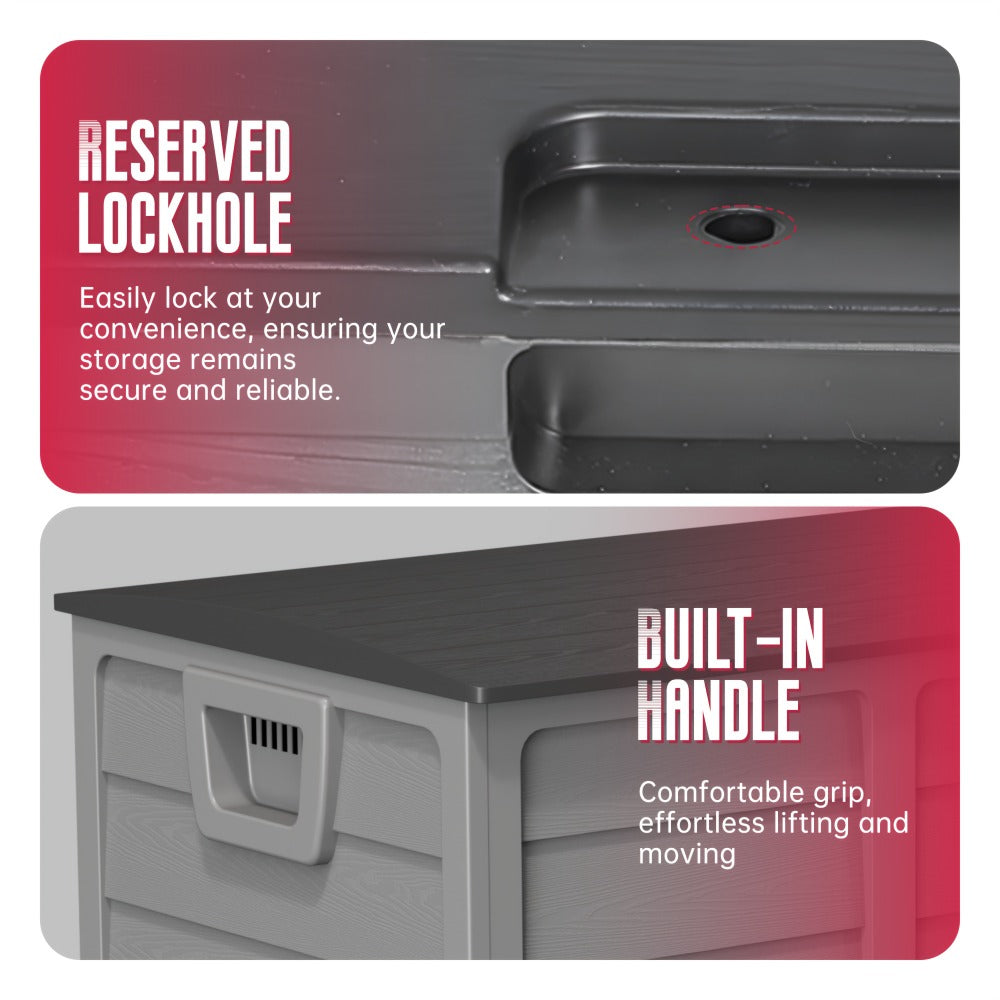 Outdoor Storage Box 75 Gallon Resin Deck Box with Handles ¨C Waterproof Lockable Container for Pool Accessories, Garden Tools, Camping Gear & Patio Storage, Easy Assembly