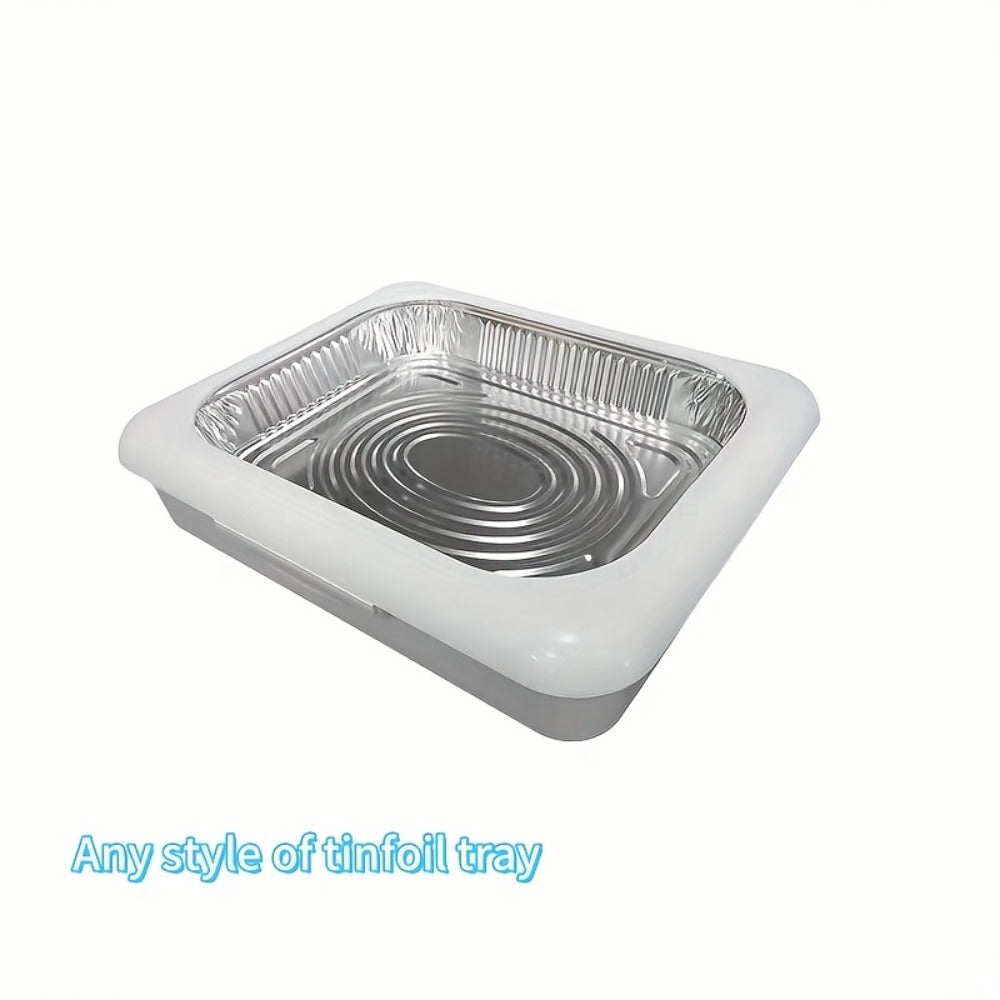 Aluminum Foil Tray with Lid - Insulated Stackable BBQ & Salad Serving Container for Outdoor Picnic, Party, Kitchen Use, Rectangular, Black & Red