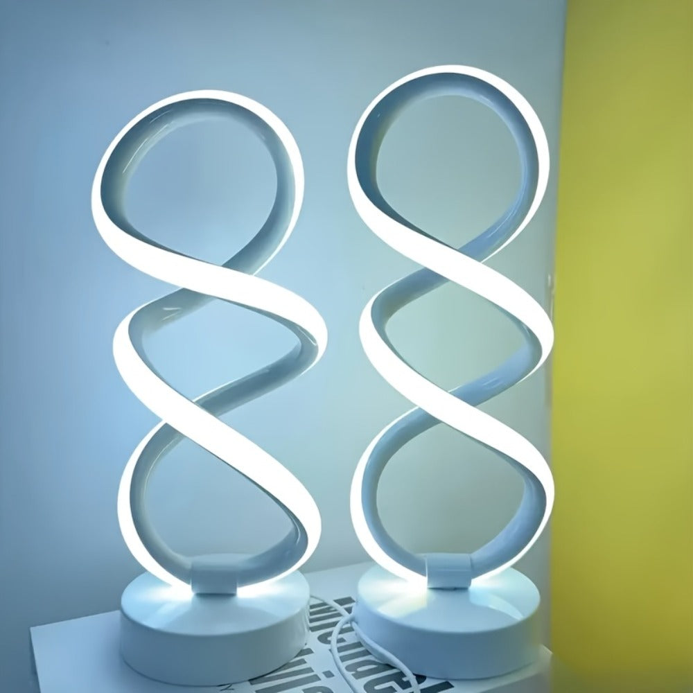 Spiral LED Table Lamp, Dimmable Push Button Control Desk Light for Bedroom Living Room Office, Modern Metal Base Indoor Accent Lamp, Unique Spiral Design Home Decor Gift for Christmas Birthday Valentine