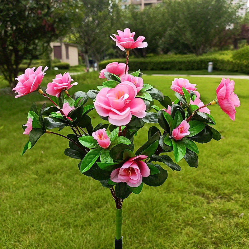 Solar Flower Lights Outdoor IP65 Waterproof Simulation Azalea Garden Decor Light 42 LED Solar Powered Decorative Stake Light for Garden Patio Yard Rose Red Yellow Pink Purple Colorful