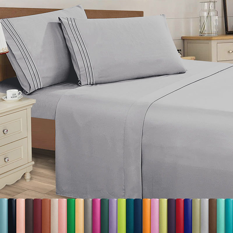 Microfiber Bed Sheet Set 4-Piece Deep Pocket Cooling Sheets Twin Full Queen King Cal King Split King ¨C Soft Wrinkle Fade Resistant Hotel Quality Bedding