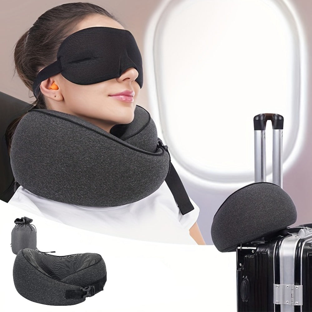 Memory Foam Travel Neck Pillow ¨C Breathable Washable Cover for Airplane, Office, Car & Home Recliner