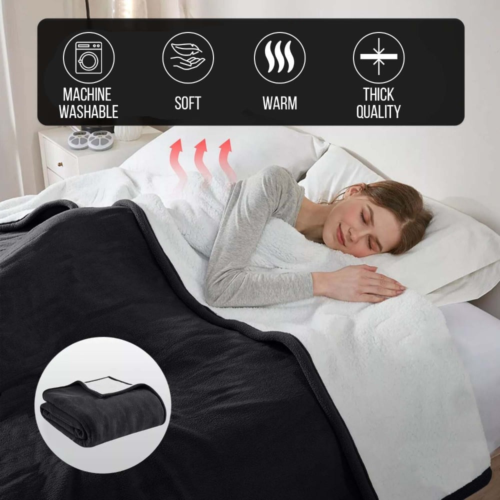 480GSM Sherpa Fleece Blanket ¨C Double-Sided Heavy Warm Throw for Couch, Bed & Travel, Reversible All Season, 13 Colors, 3 Sizes