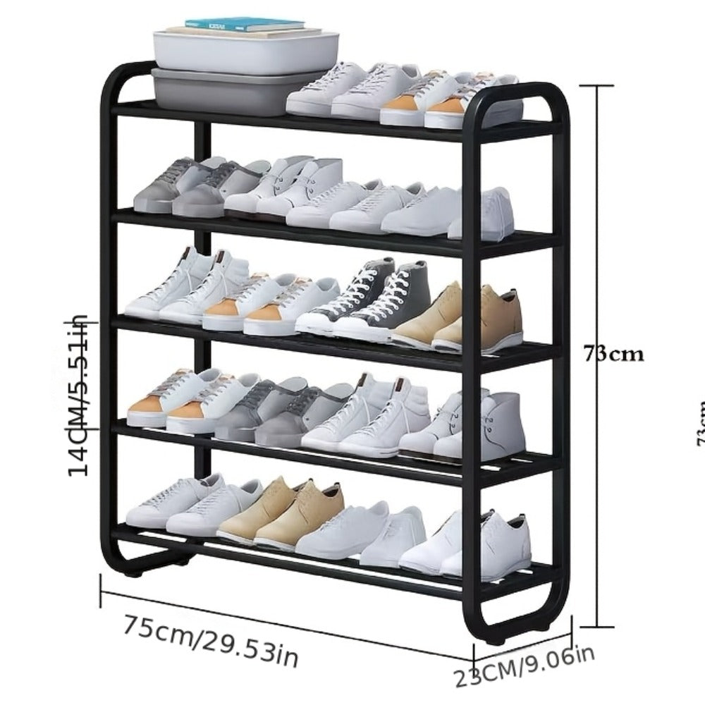 5 Layer Shoe Rack Space Saving Narrow Design | Floor to Ceiling Shoe Storage Organizer | Durable Entryway Closet Living Room Door Shoe Shelf in White