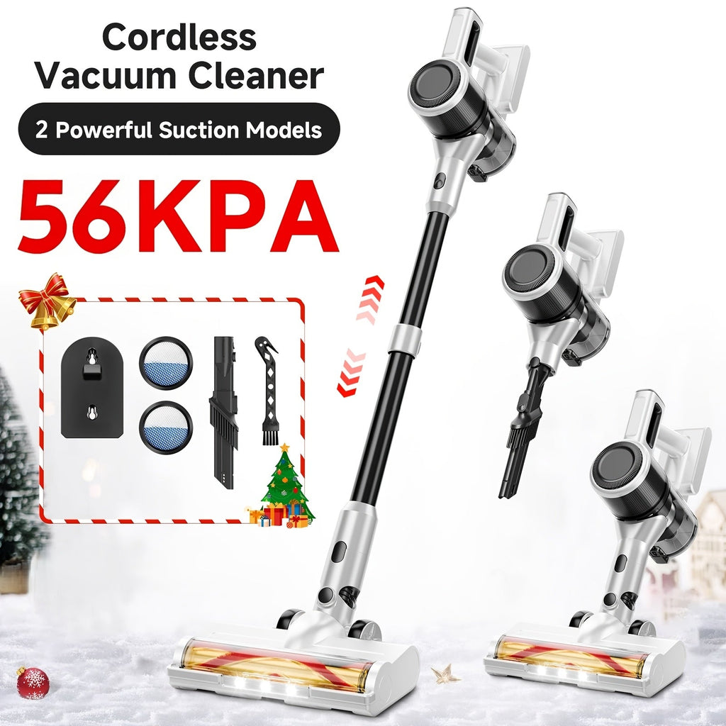 Cordless Stick Vacuum Cleaner 56-68Kpa ¨C Lightweight 8-in-1 Handheld Vacuum with Rechargeable Battery, 45 Min Runtime for Hard Floors, Carpets & Pet Hair