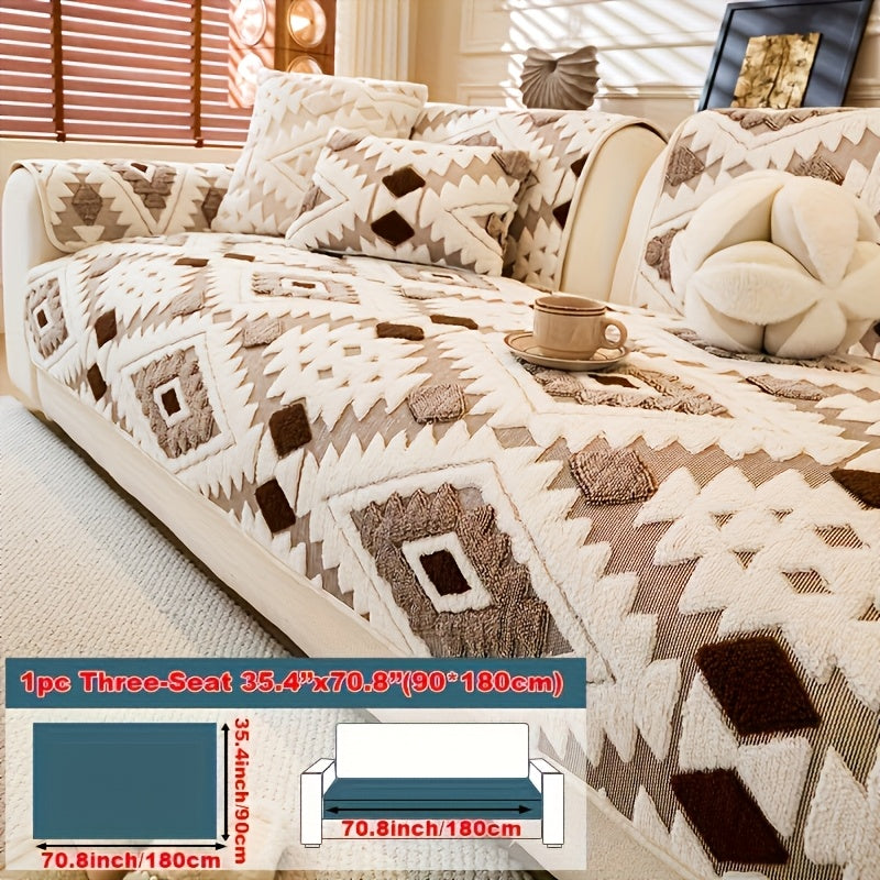 Thick Plush Sofa Cover Non-Slip Pet Friendly Machine Washable Couch Slipcover Furniture Protector for Living Room Bedroom Office Armrest to 4-Seat Multiple Colors