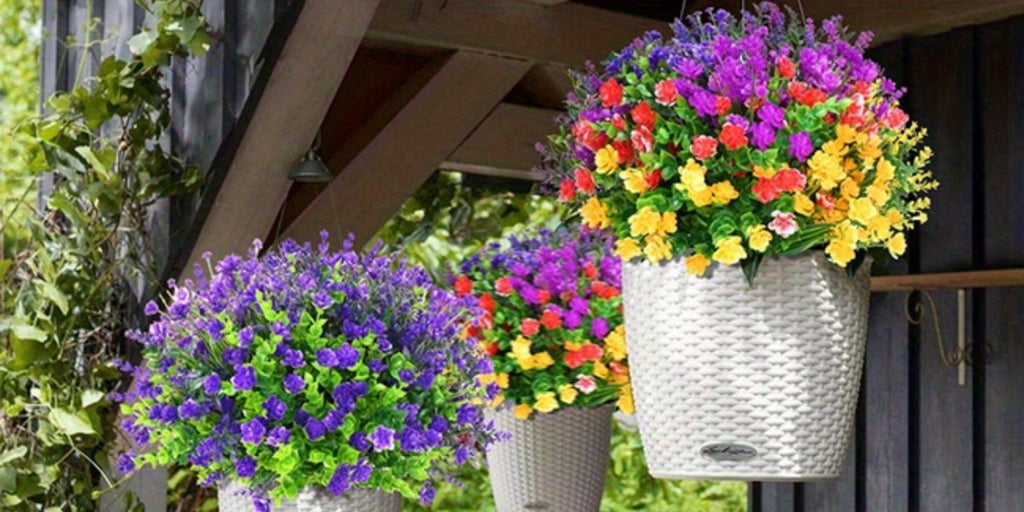 Artificial Flowers Outdoor UV Resistant Faux Daisy Bundles for Porch Patio Garden Decor - 9/18/27/36 Bundles Multicolor Realistic Fake Flowers Spring Summer Window Box Hanging Planter