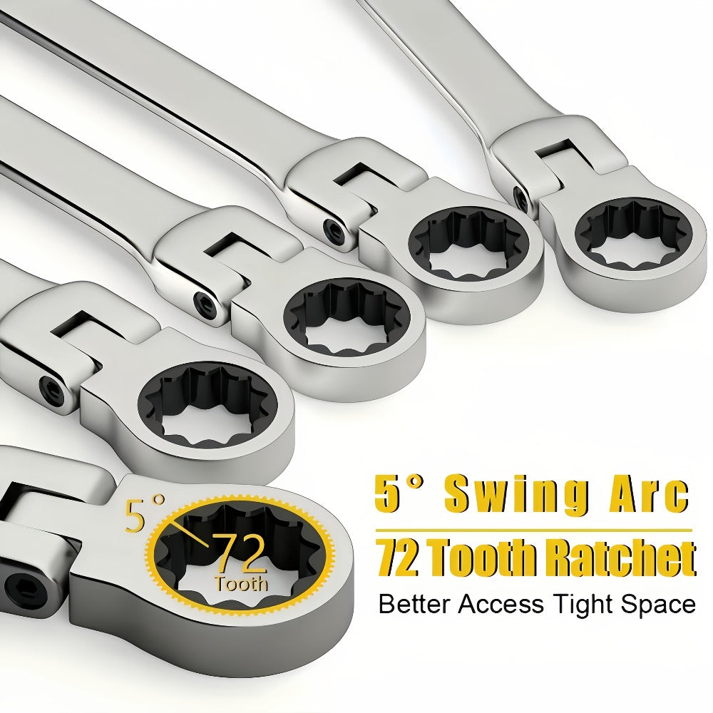 Ratchet Wrench Set 6-Piece Double-Ended Quick Release ¨C Metric 8-17mm, 72-Tooth, Adjustable Combination Wrench Kit with Storage Bag for Home, Car & Mechanical Use