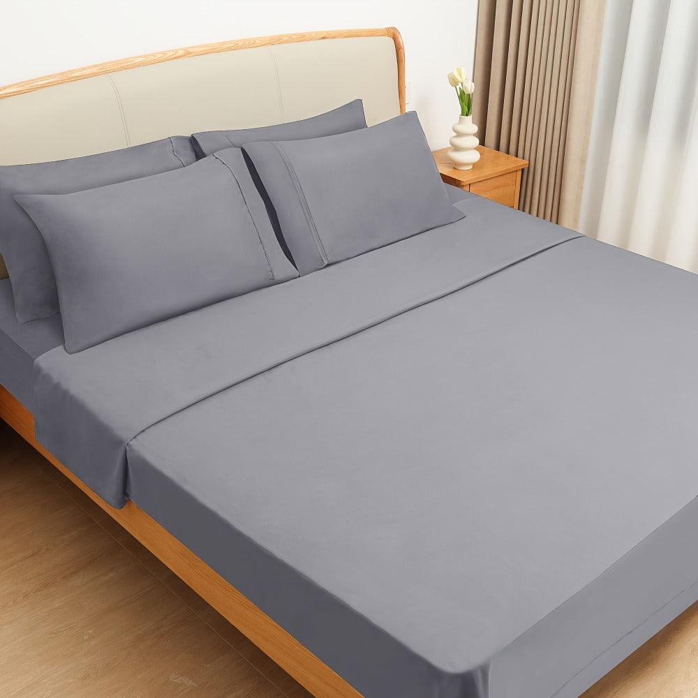 California King Sheet Set 6-Piece Breathable Cooling Bed Sheets Ultra-Soft Hotel Luxury Microfiber 18 Inch Deep Pocket Wrinkle Fade Resistant Flat Sheet Fitted Sheet 4 Pillowcases Multiple Colors