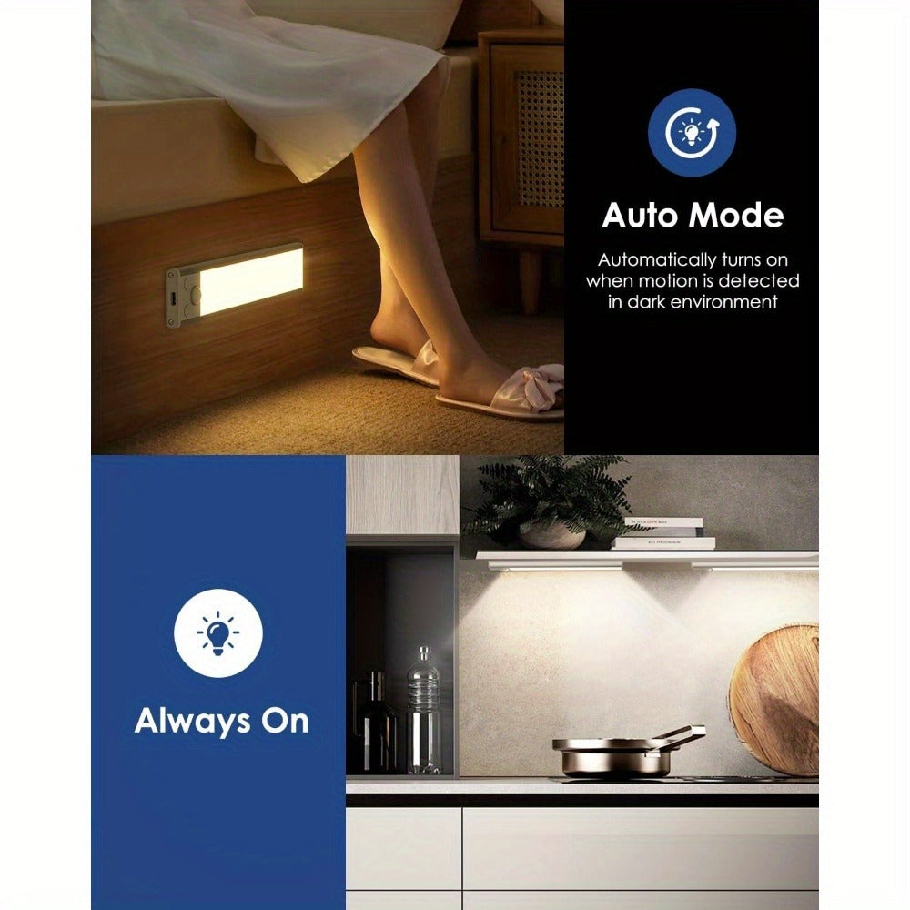 Rechargeable Under Cabinet Lights Wireless ¨C 68 LED Motion Sensor Cabinet Light with 3 Color Temps & 2000mAh Battery ¨C Under Counter Lighting for Kitchen Closet Pantry