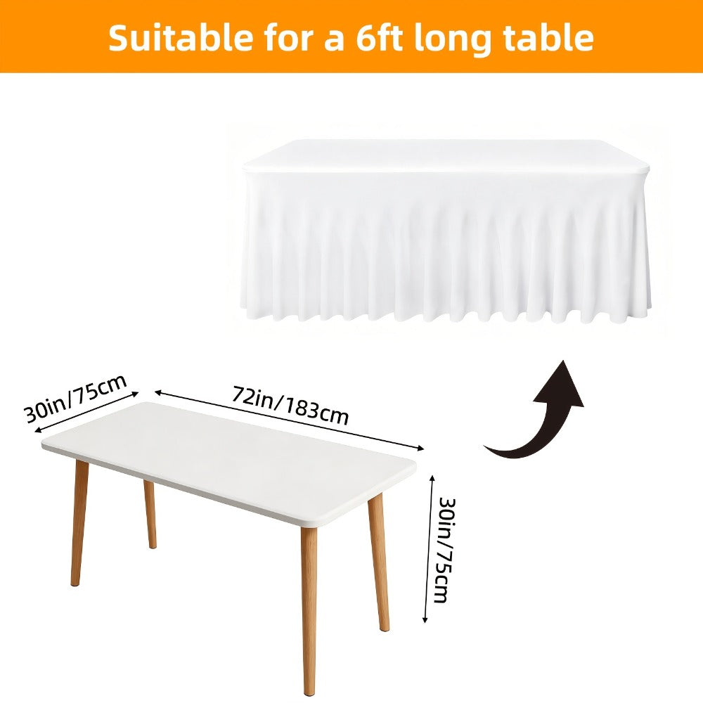 Table Skirts Tulle Table Cloth Rectangle 4ft 6ft Black White Non-Woven Fabric Table Skirt for Birthday Party Graduation Wedding Family Dinner Christmas Holiday Decoration