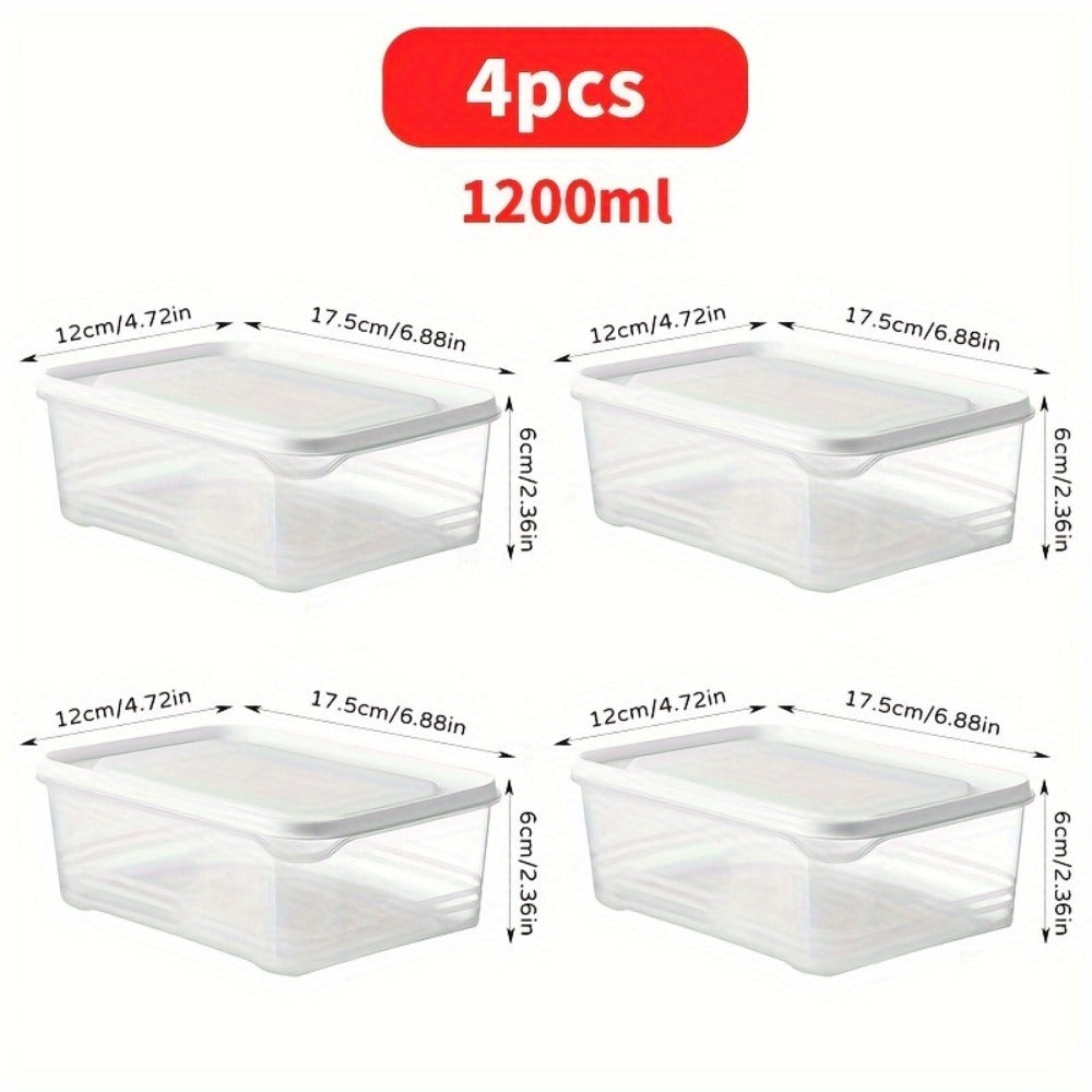 Stackable Refrigerator Storage Containers with Lids 4pcs, 42-Oz BPA-Free Food Storage Set for Meat Fruits Vegetables, Airtight Kitchen Organizer Containers