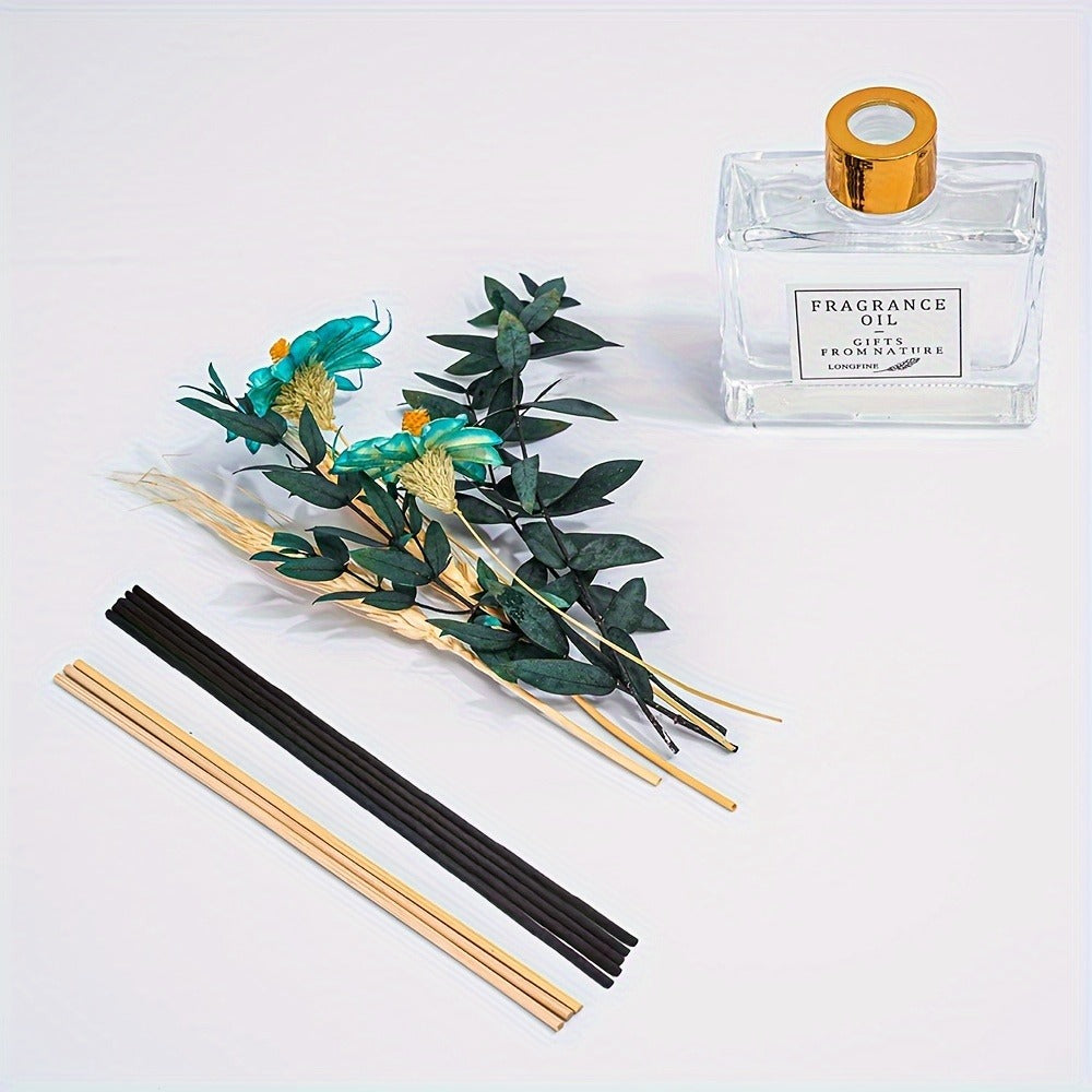 Reed Diffuser Set with Real Flowers - 4.05 oz 120ml Scented Home Fragrance Aromatherapy Diffuser Sticks for Bedroom Bathroom Living Room Office Gift