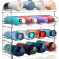 Water Bottle Organizer 4 Tier Stackable - Clear Plastic Cabinet Storage Rack Holds 16 Bottles Space Saving Transparent Pantry Kitchen Organizer | Home Office Pantry Refrigerator Organization