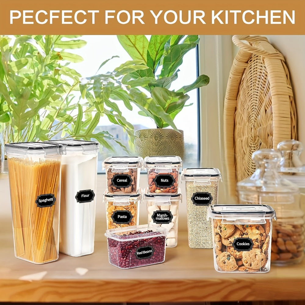 Airtight Food Storage Containers 64 Piece Set - BPA-Free Plastic Canisters with Lids for Pantry Kitchen Organization, Dishwasher Safe, Perfect for Storing Flour Sugar Cereal Dry Goods and Snacks, Includes Reusable Labels and Marker, 32 Boxes and 32 Lids