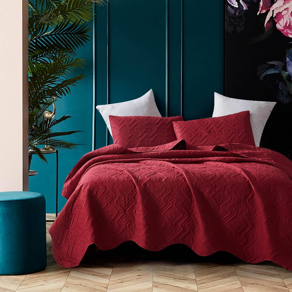 Bedspread Set 3 Piece Striped Rhombus Pattern Soft Breathable Bed Cover with 2 Pillowcases Lightweight Comforter Alternative Bedding Set for Bedroom Dorm Room