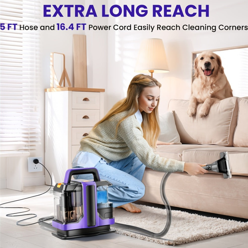 Portable Spot Cleaner for Carpet & Upholstery | Dual Brush Power Suction Stain Remover with Multifunctional Tools ¨C Deep Cleans Sofa, Car Seats, Stairs & Pet Stains