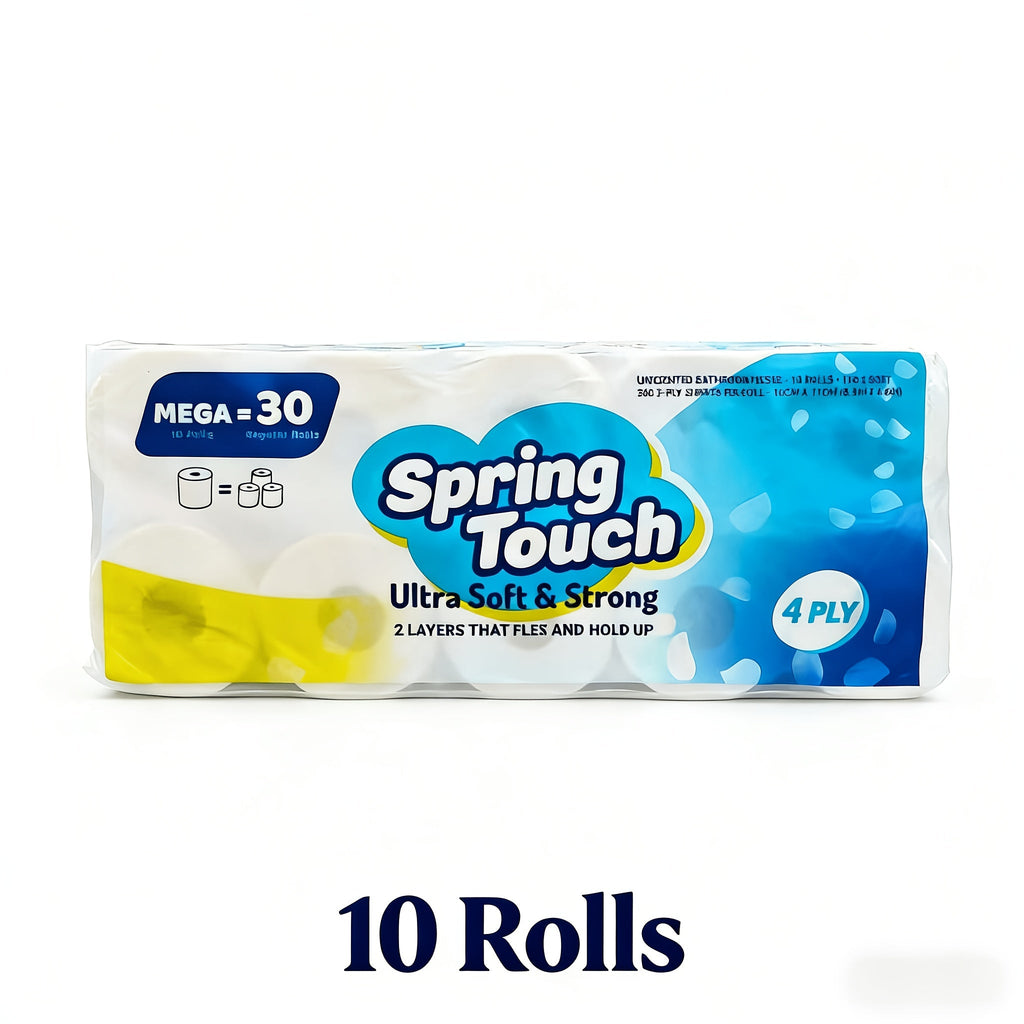 Toilet Paper Bulk 10 Roll 4-Ply Super Soft Thick Undyed Bath Tissue - Strong & Durable No Crumble Bathroom Tissue Rolls for Home, Hotel, Office, Dining & Restaurant Use, 1/2/3 Pack