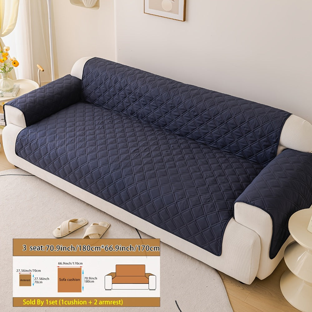 Soundwave Embossed Sofa Cover 3pcs with Armrests - Pet Friendly Anti-Slip Durable Couch Slipcover Set for Loveseat 3 4 Seater Sofa Protection Decoration, 5 Colors