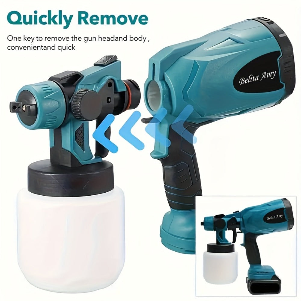 HVLP Paint Sprayer Electric Spray Gun with 3 Spray Patterns & 27oz Container ¨C Cordless Airless Sprayer for House Painting, Furniture, Cabinets, Fence, Walls, Doors, Car DIY Projects