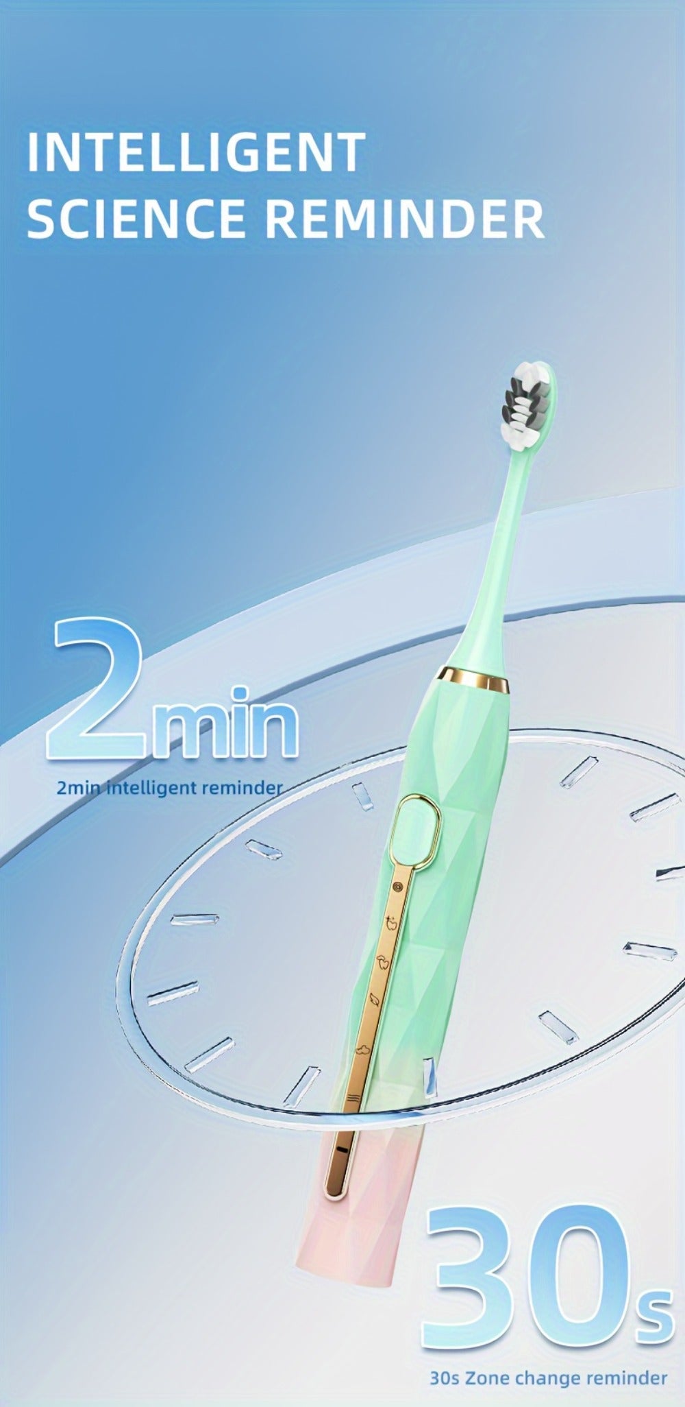 Sonic Electric Toothbrush IPX8 Waterproof USB Rechargeable with 10 Replacement Heads, Intelligent Timer, Travel Case & Charging Base ¨C 5 Colors for Men & Women