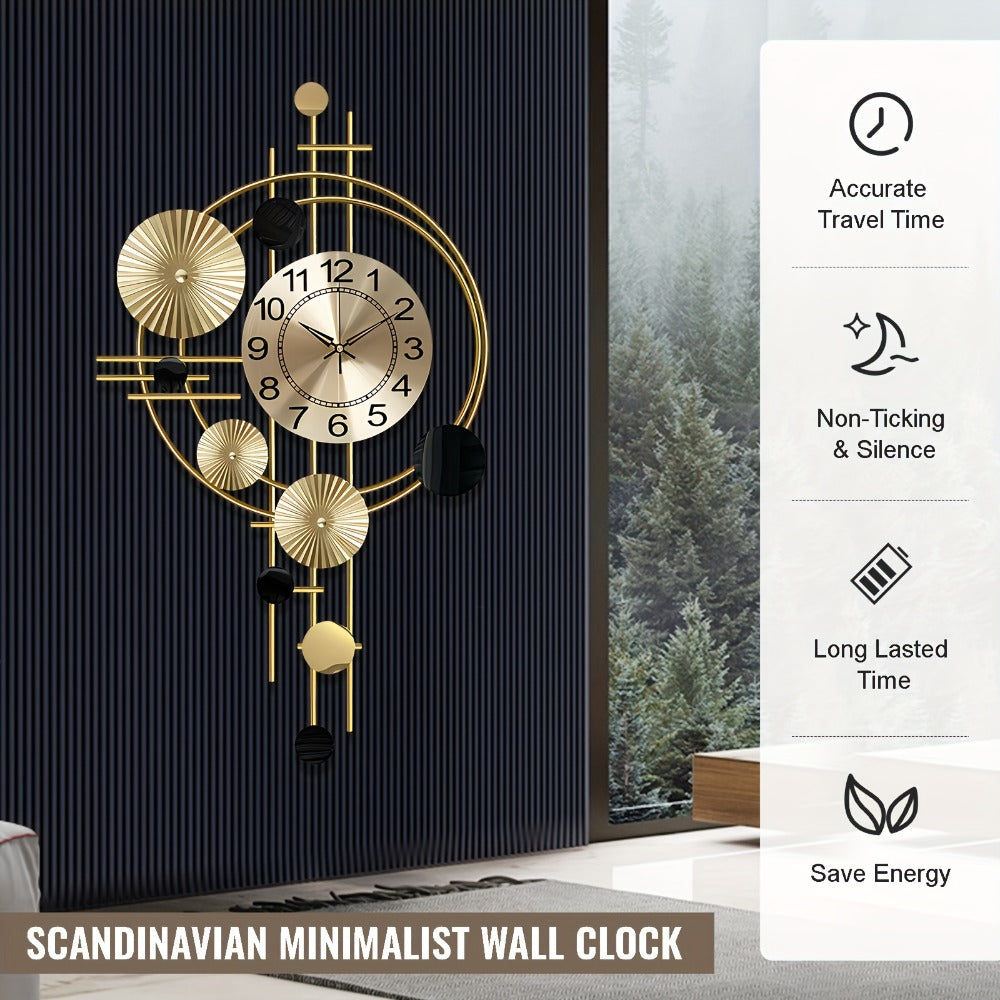 Cast Iron Wall Clock Large Modern Silent No-Ticking Irregular Digital Wall Art Decor for Living Room Bedroom 30.7 x 17.7 Inch Industrial Home Decoration Unique Big Clock
