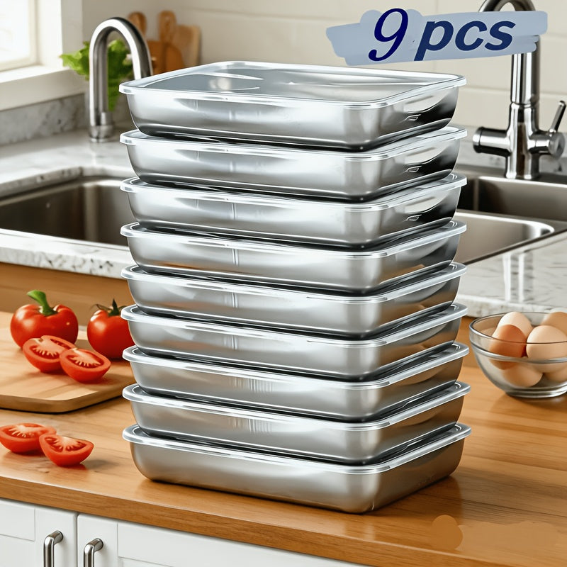 Stainless Steel Food Storage Container Set ¨C Airtight Stackable Kitchen Containers for Meal Prep, Camping & Picnic ¨C Fridge & Freezer Safe, Easy Clean, for Fruits, Meats & Vegetables