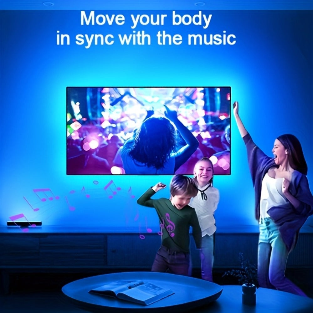 LED TV Backlight Strip RGB Bias Lighting for 45-75 Inch TVs, Color Changing Backlight with Remote & App Control, Music Sync, USB Powered, 3M Adhesive, Bedroom Living Room Home Theater Ambient Lighting