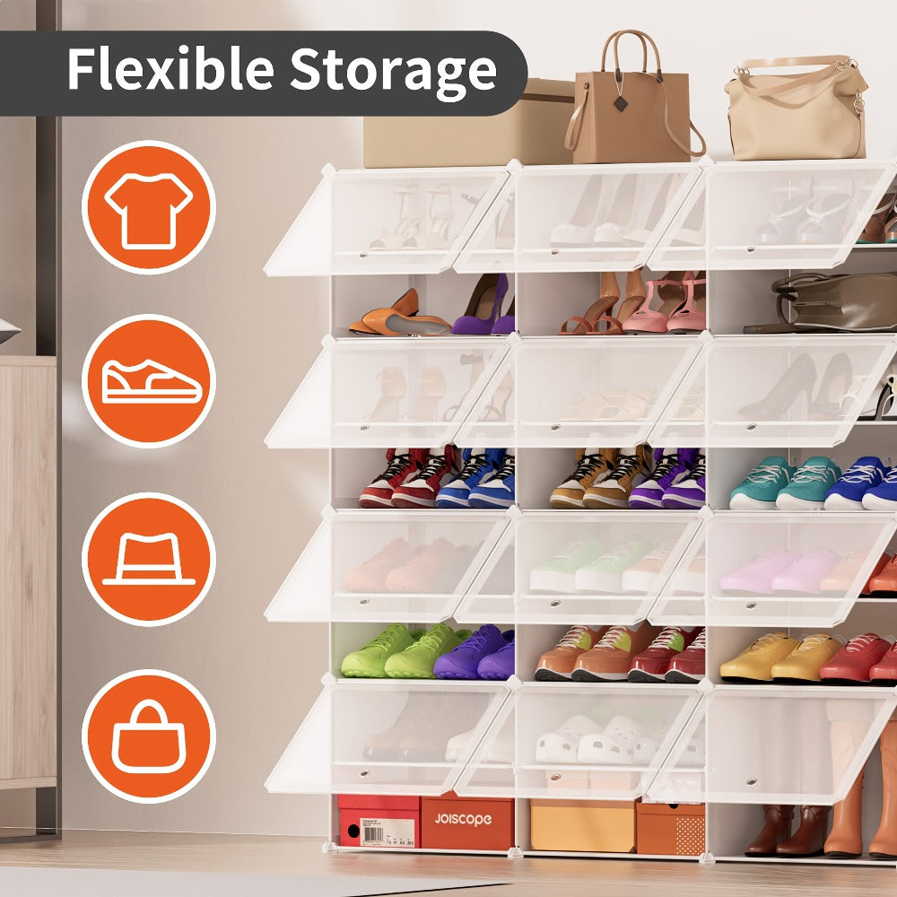 Shoe Rack Organizer Free Standing ¨C Shoe Storage Cabinet for Boots, Slippers & High Heels | 2¡Á6 / 3¡Á8 Tier Shoe Shelf for Closet, Bedroom, Entryway & Hallway | White, Translucent & Black Options