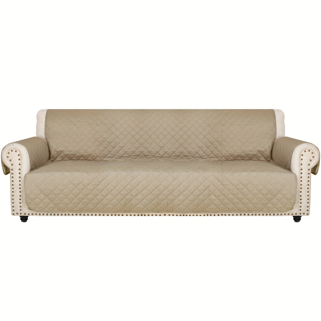 Sofa Slipcover 5-Layer Quilted Thick Sofa Cover Protector Elastic Strap Non-Slip Washable Pet Friendly Universal Fit 3 4 Seater Couch Cover for Living Room - 10 Colors