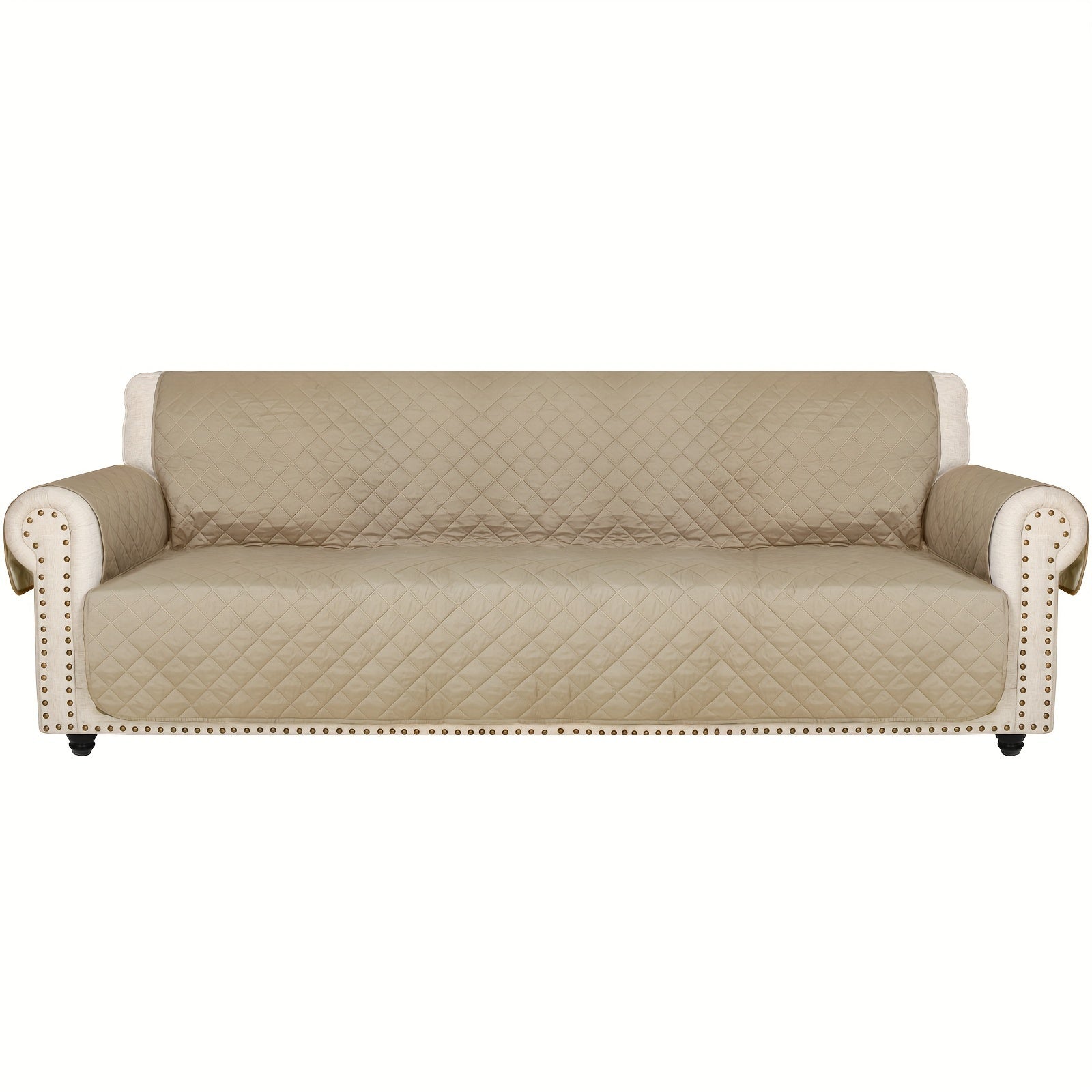 Sofa Slipcover 5-Layer Quilted Thick Sofa Cover Protector Elastic Strap Non-Slip Washable Pet Friendly Universal Fit 3 4 Seater Couch Cover for Living Room - 10 Colors