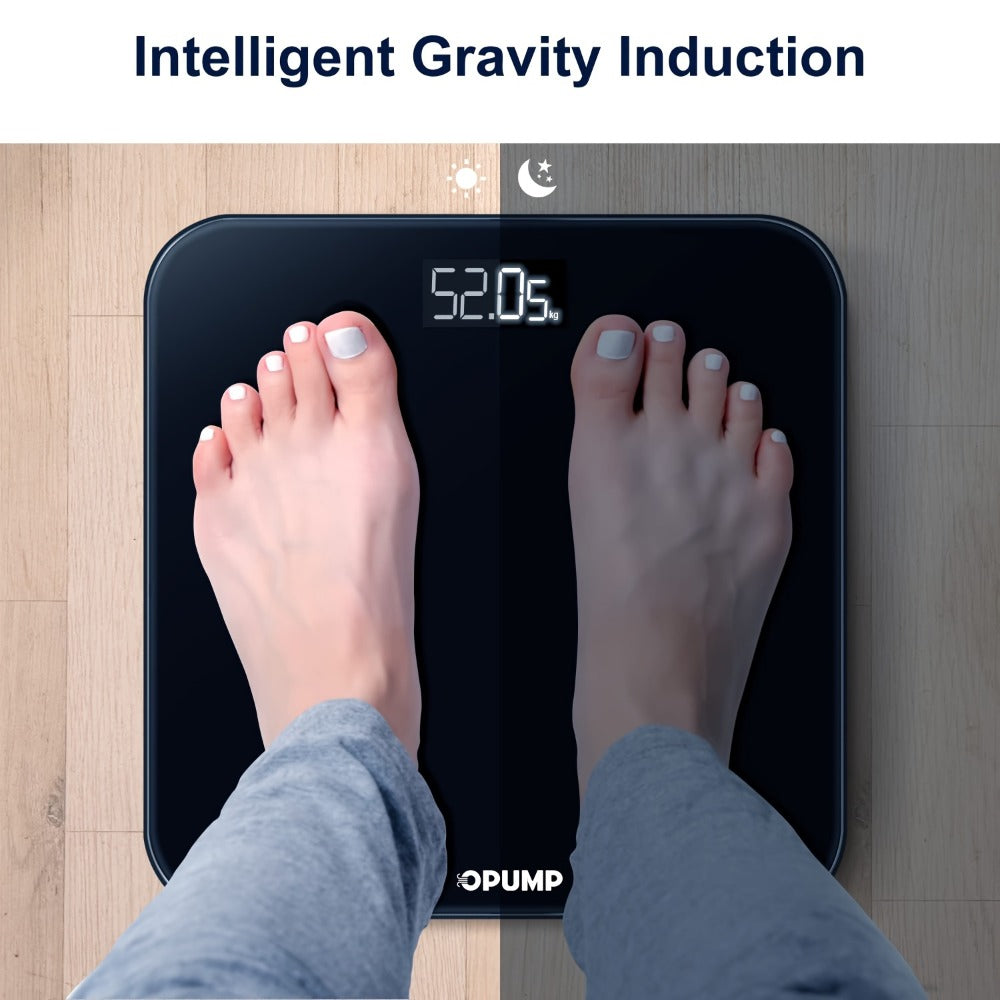 OPUMP Bathroom Scale 400lb ¨C Highly Accurate Digital Body Weight Scale with Backlit LED Display, Batteries Included, Measures up to 400lb/180kg, Multiple Colors ¨C Black Marble, Bronze, Sapphire & More